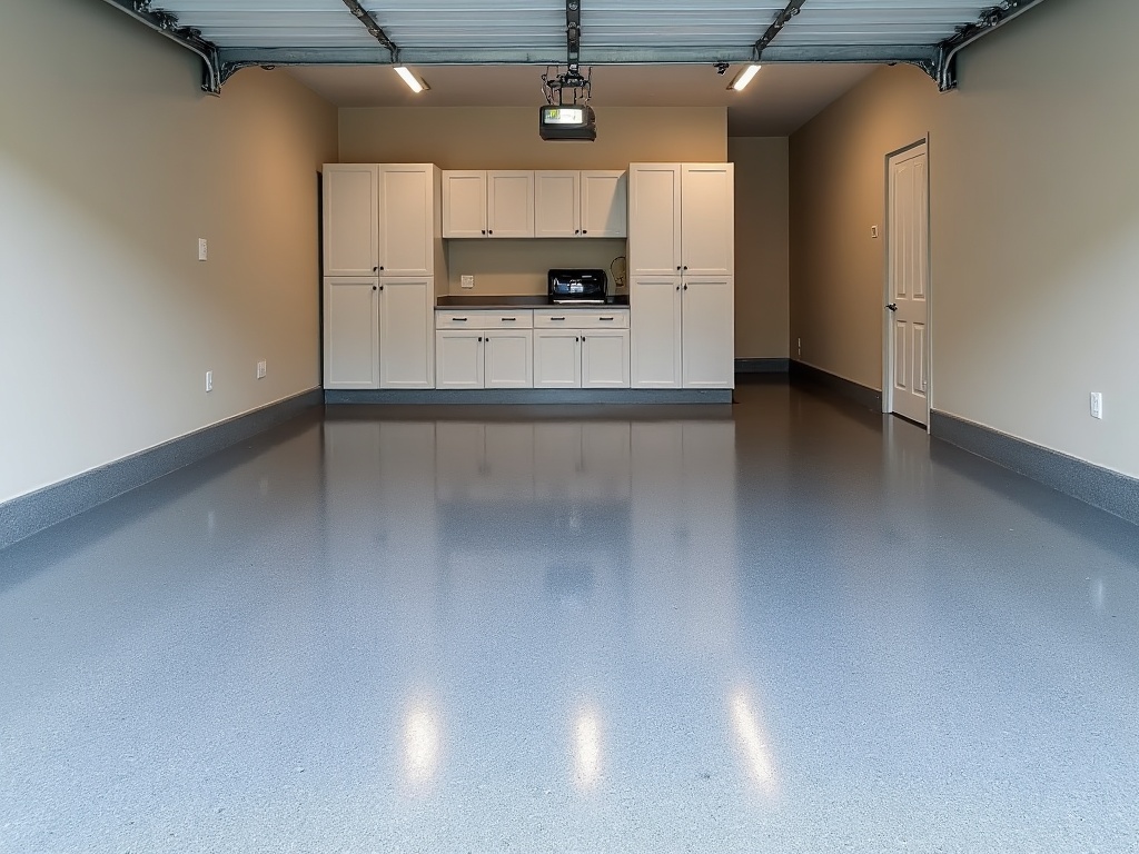 The same kind of floor finished with a smooth, sealed, glossy epoxy coating